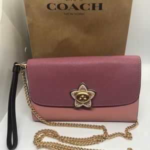 Coach IM/Rose CrossGrain Leather clutch